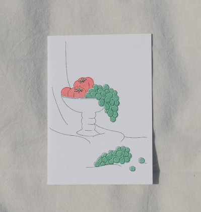 키미앤일이 토마토와 포도 리소프린팅 카드 KIMIAND12 Tomato Grape Risoprinting Card