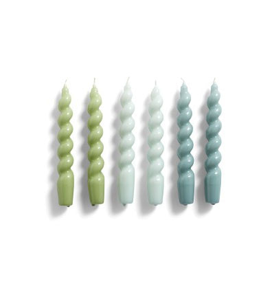 헤이 캔들 스파이럴 6개 한세트 HAY Spiral Candles Set of 6 Green Arctic Blue Teal 헤이초
