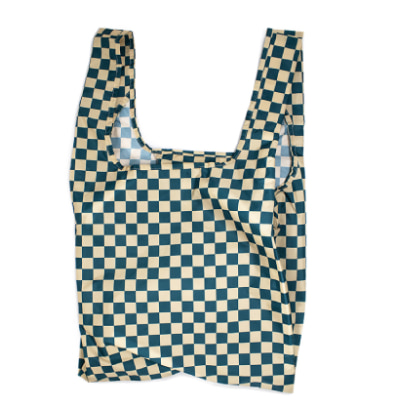 카인드백 체커보드 에코백 Kind Bag London Checkerboard Teal &amp; Beige