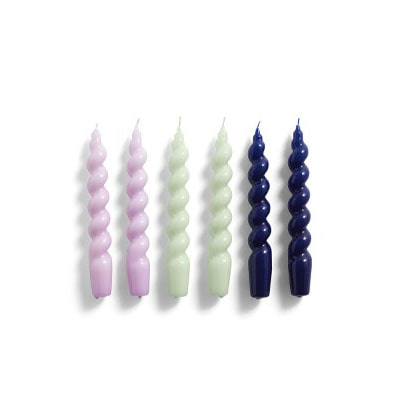 헤이 캔들 스파이럴 6개 한세트 HAY Spiral Candles Set of 6 Lilac Mint Midnight blue 헤이초