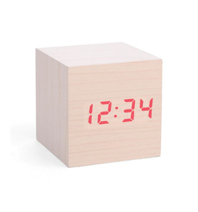 Kikkerland Clap-on cube alarm clock Light wood