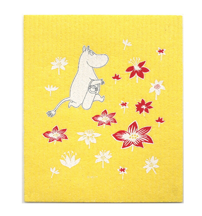 Moomin Flowers Dishcloth yellow 셀룰로오스 행주